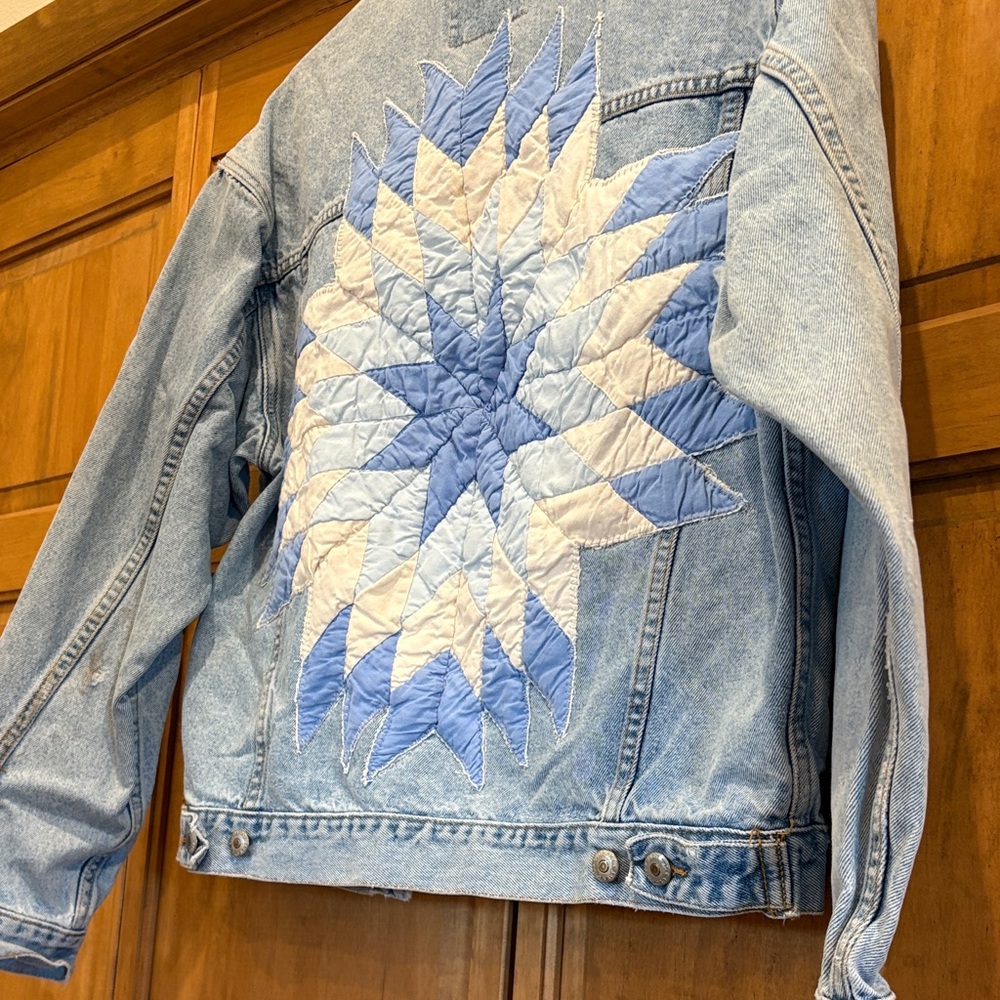 Handmade Patchwork Denim Jacket with Vintage Jean… - image 11